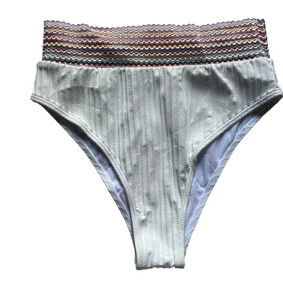 Zuvebamyo Women's Two Piece High Waist Bikini Swimsuit Set Rib White S Small NEW - Picture 4 of 10